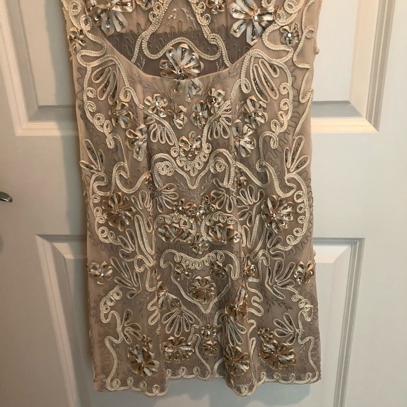 Sue Wong Beige Cocktail Dress Size 6 - Picture 7 of 16